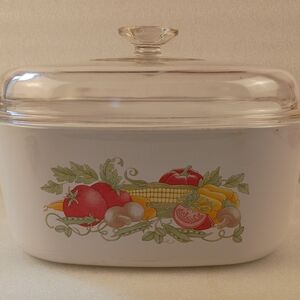 Corningware White Casserole Dish with Glass Lid Garden Harvest